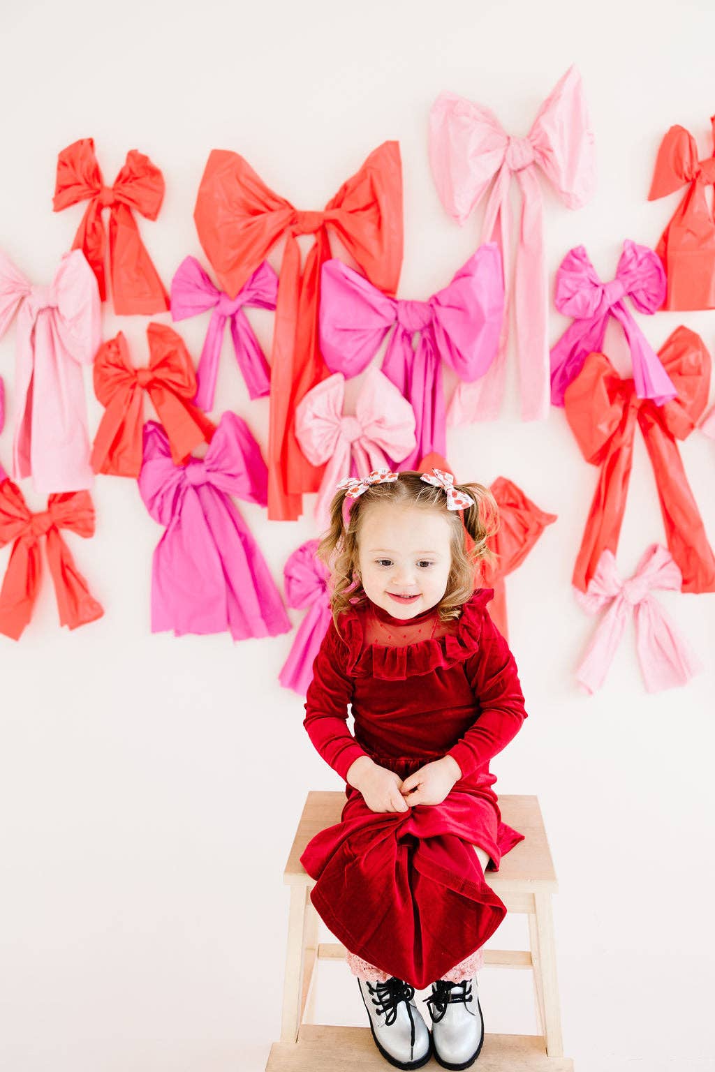 Red & Pink Conversation Small Pinwheel Pigtails