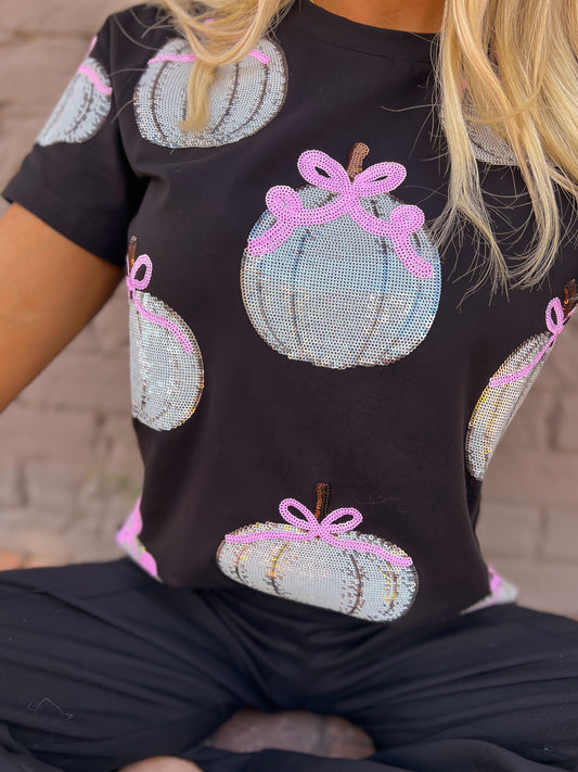 Adult Sequin Pumpkin Tee
