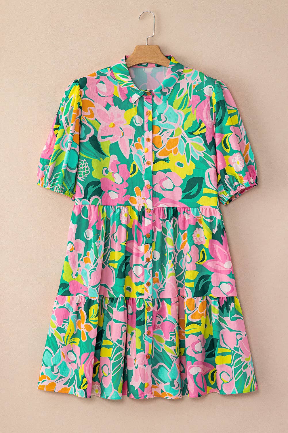 LDC Vintage Style Floral Dress with Puff Collar