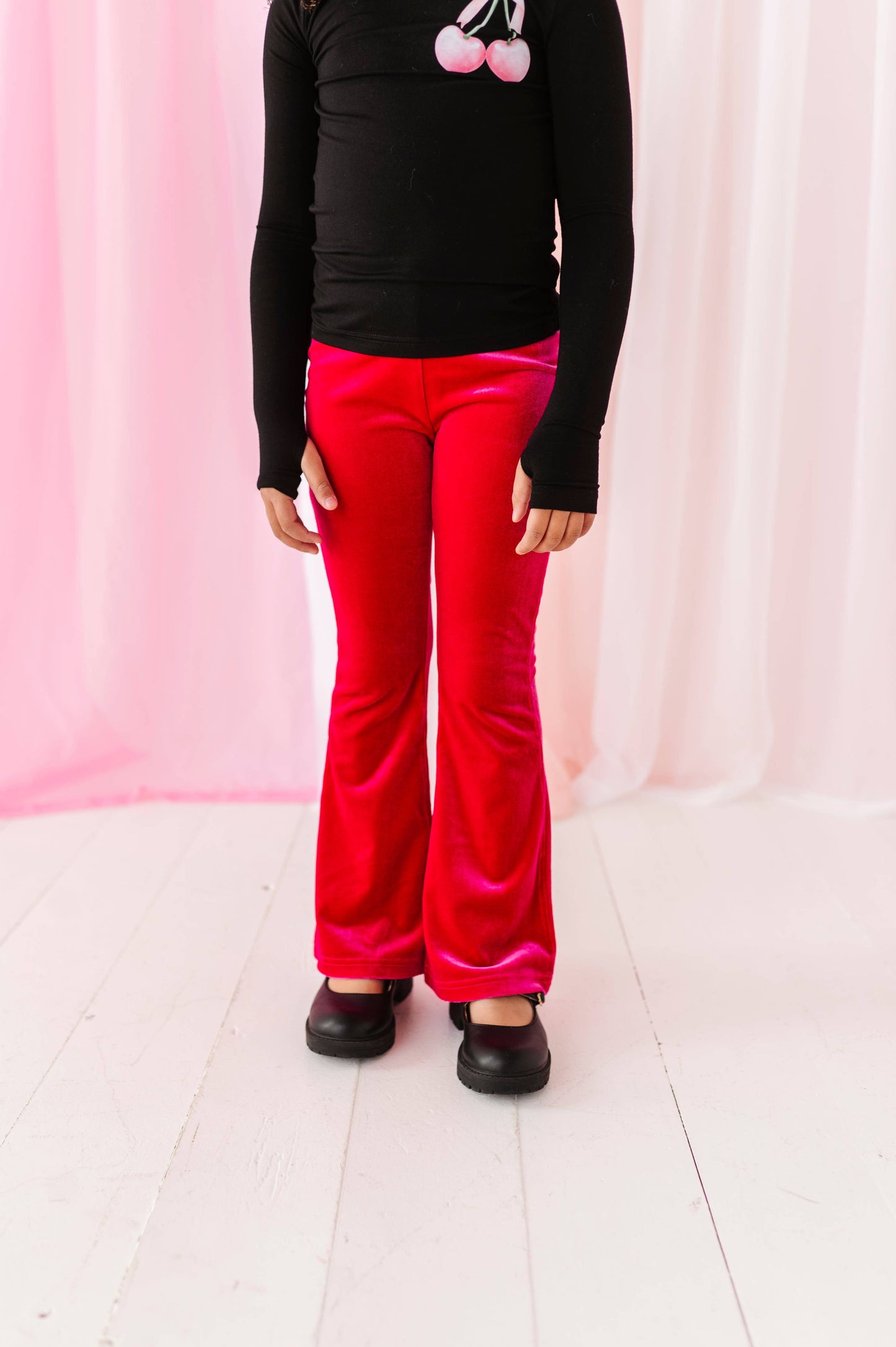 Mini Bow Cherries | Black Bamboo Long Sleevee
