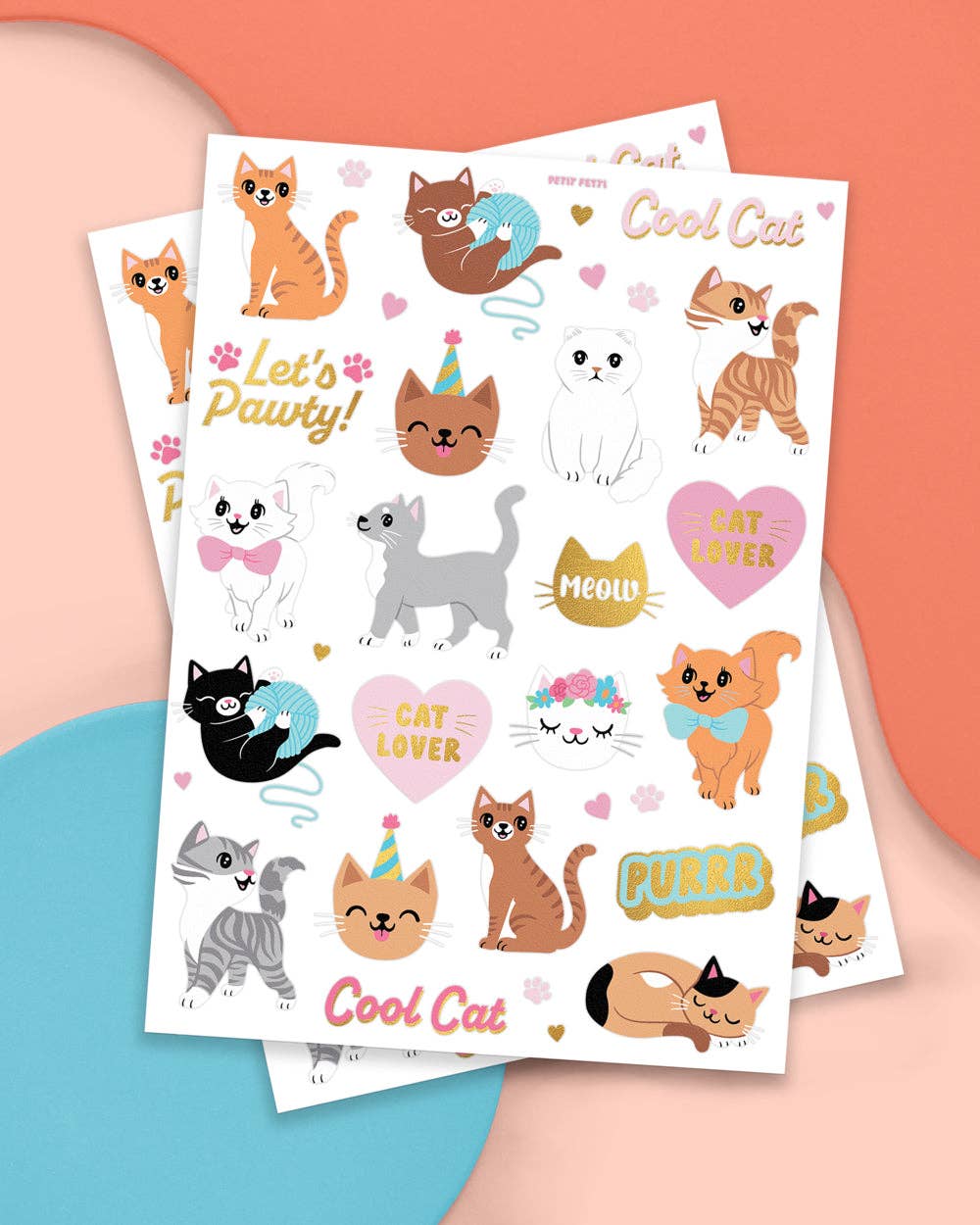 Cat Foil Kids Temporary Tattoos, Bday Party, Activity, Favor