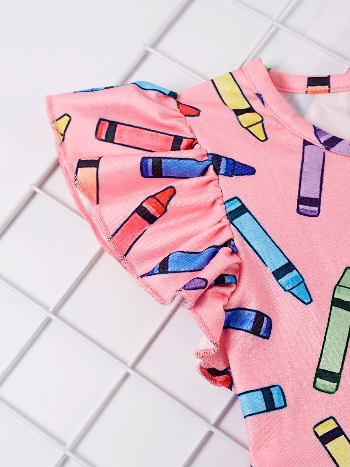 Girls Colorful Crayon Ruffle Flare Dress for back to school