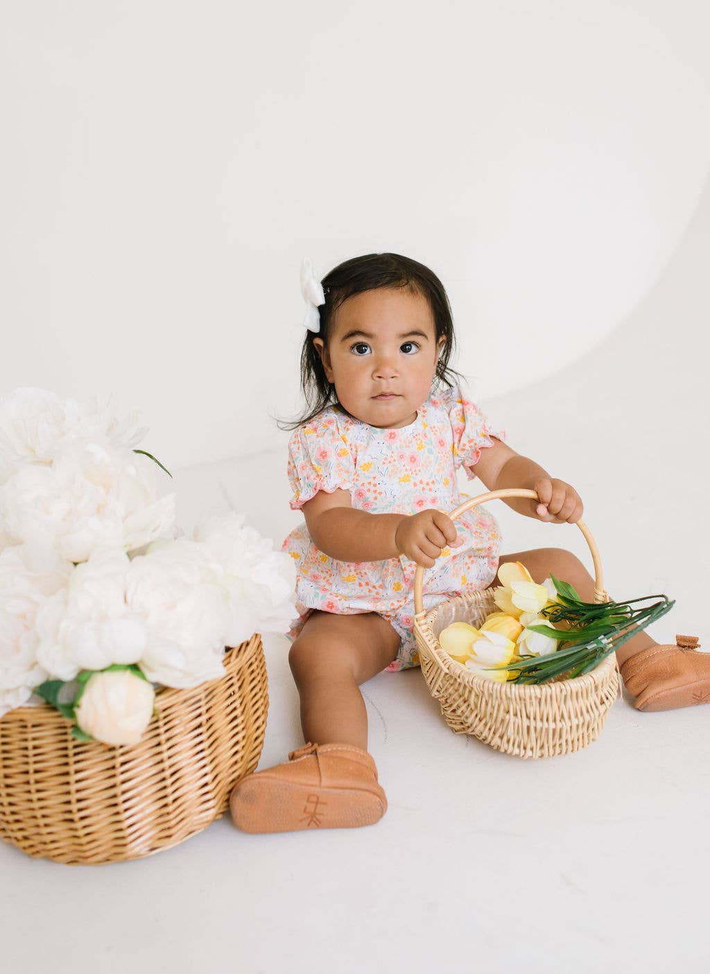 Quinn Poplin Romper in Bunny Field | baby clothing | Easter