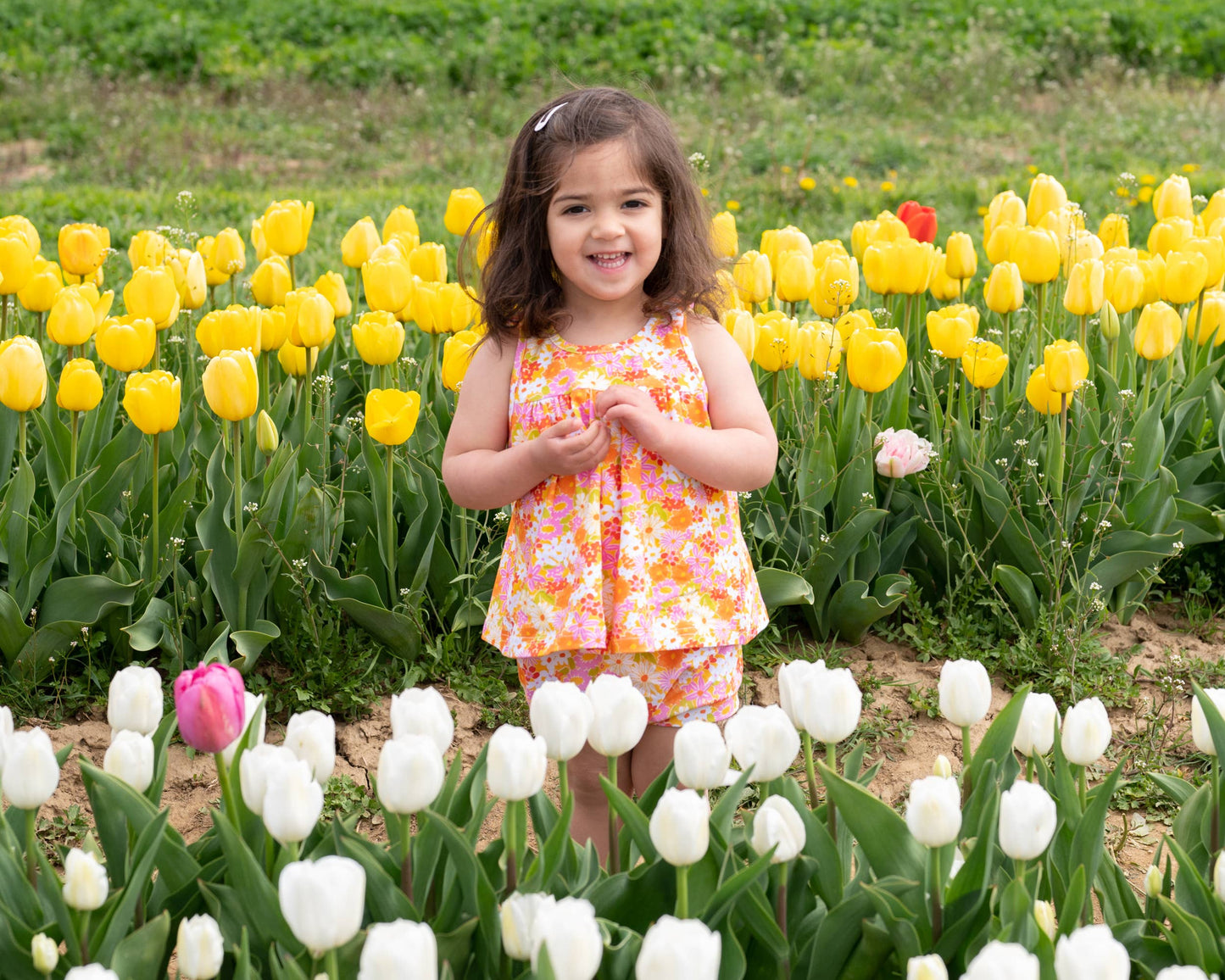 Summer Vintage Floral Two Piece Set for Baby Girls Clothes
