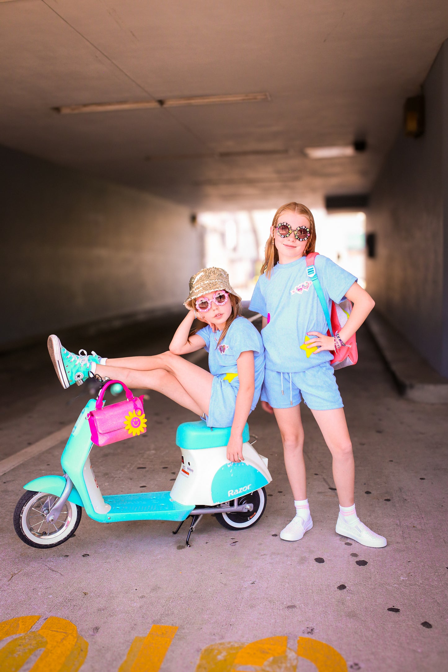Girls Terry Cloth Patched Beach Set