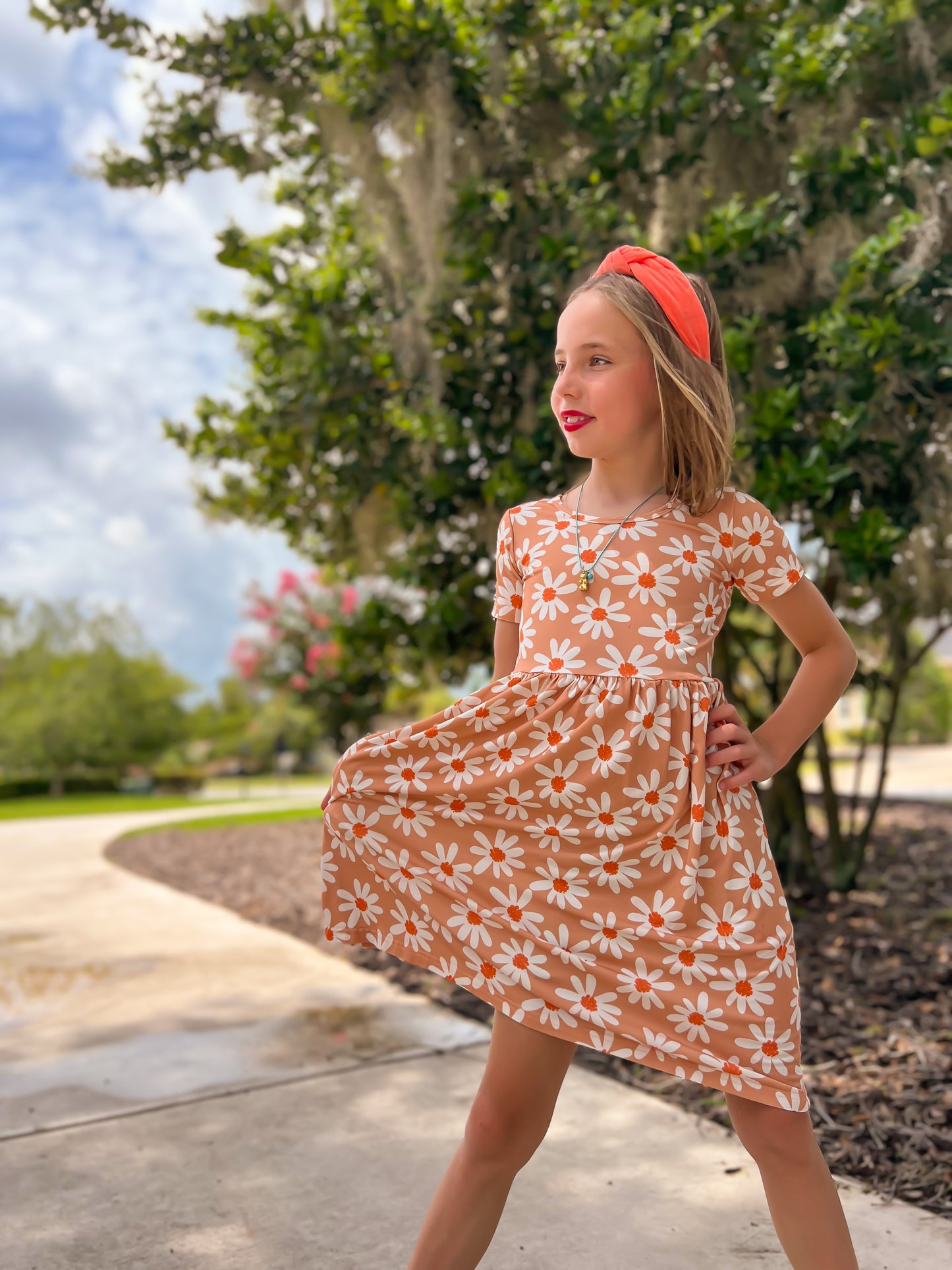 Boho Daisy Bamboo Short Sleeve Dress