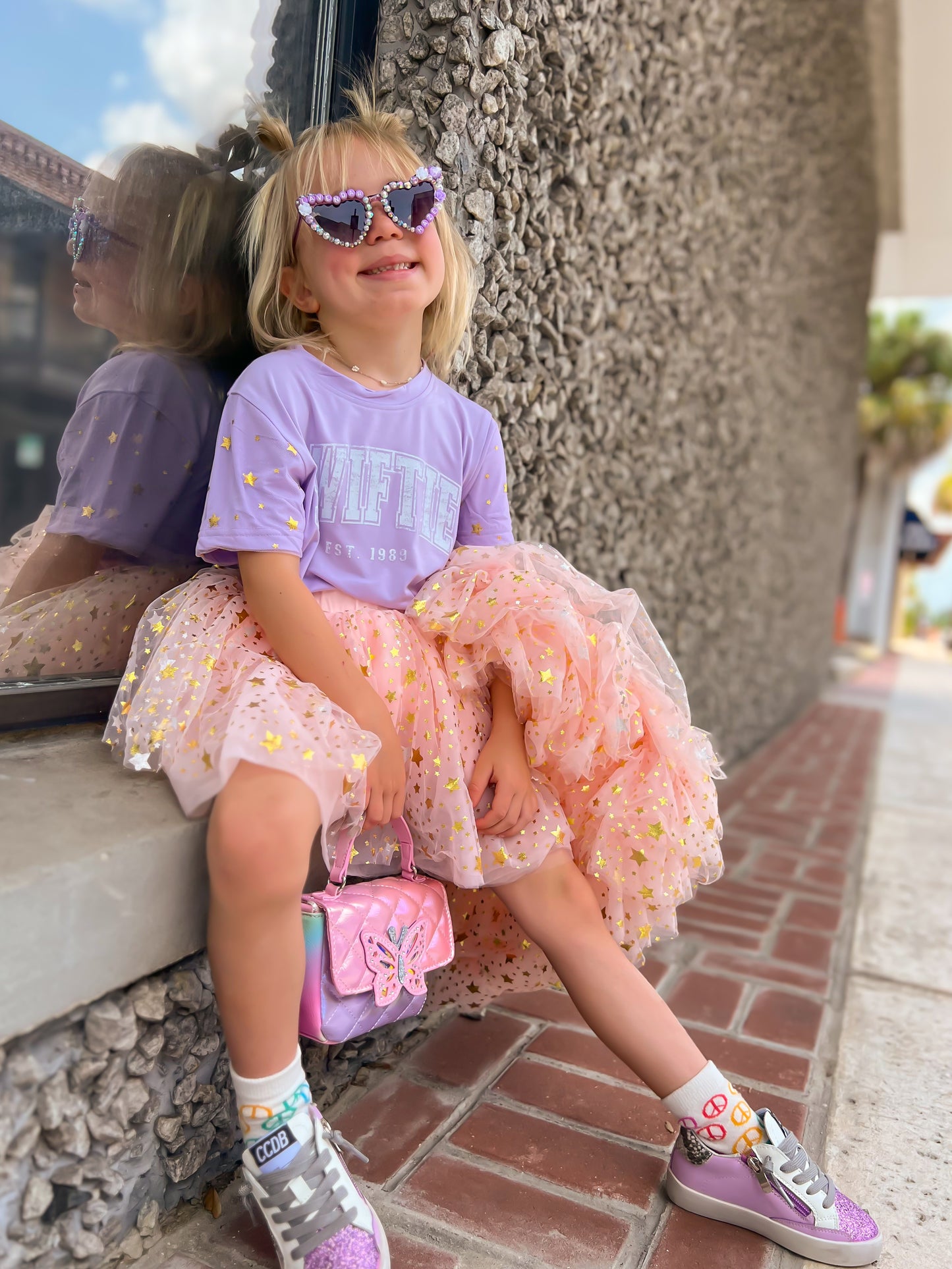 Metallic Quilted Butterfly Top Handle Mini Bag