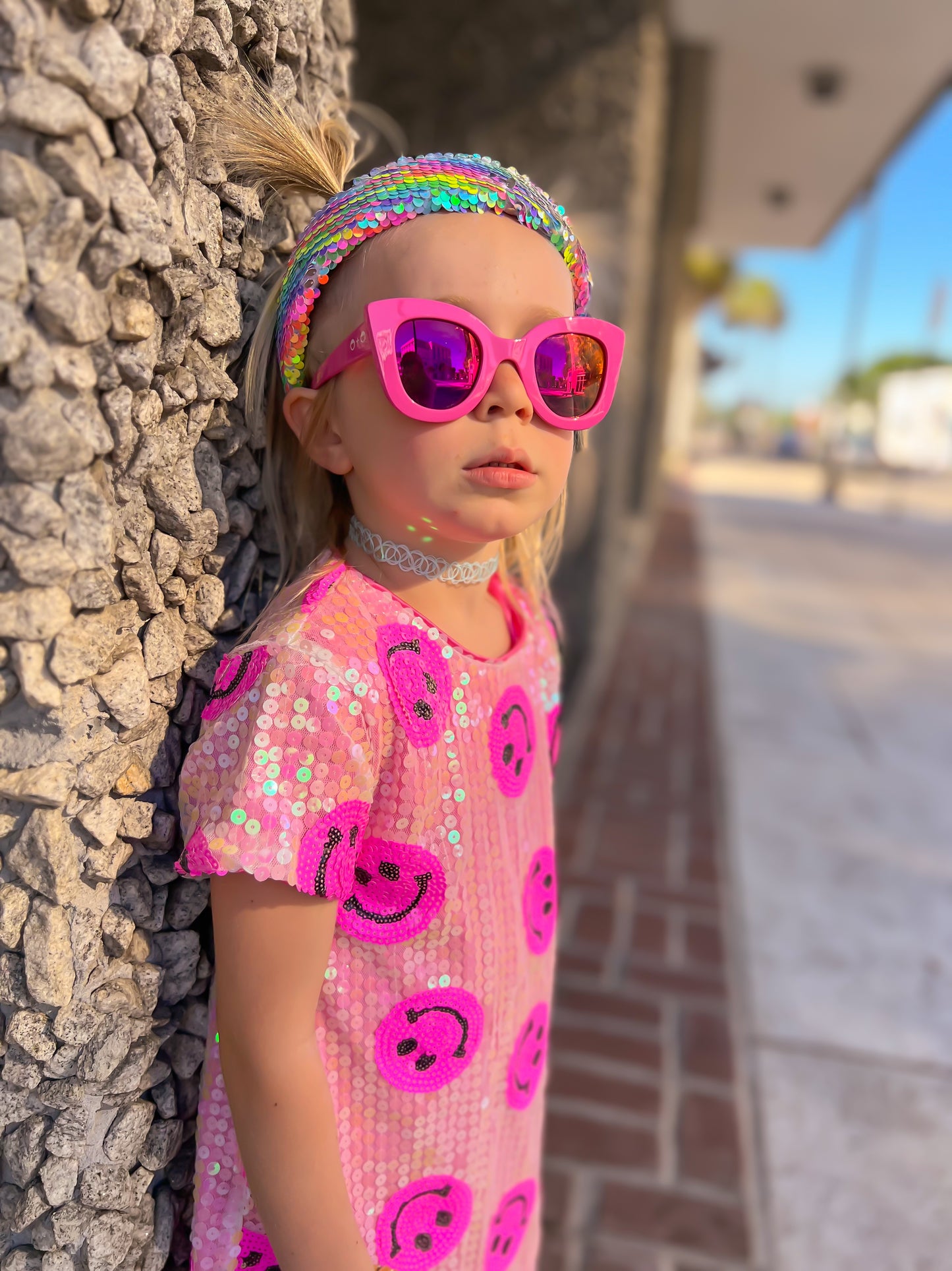Three Wildflower Designs Rainbow Sequins Headband