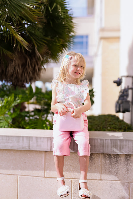 Puffy heart hair clip set pink 