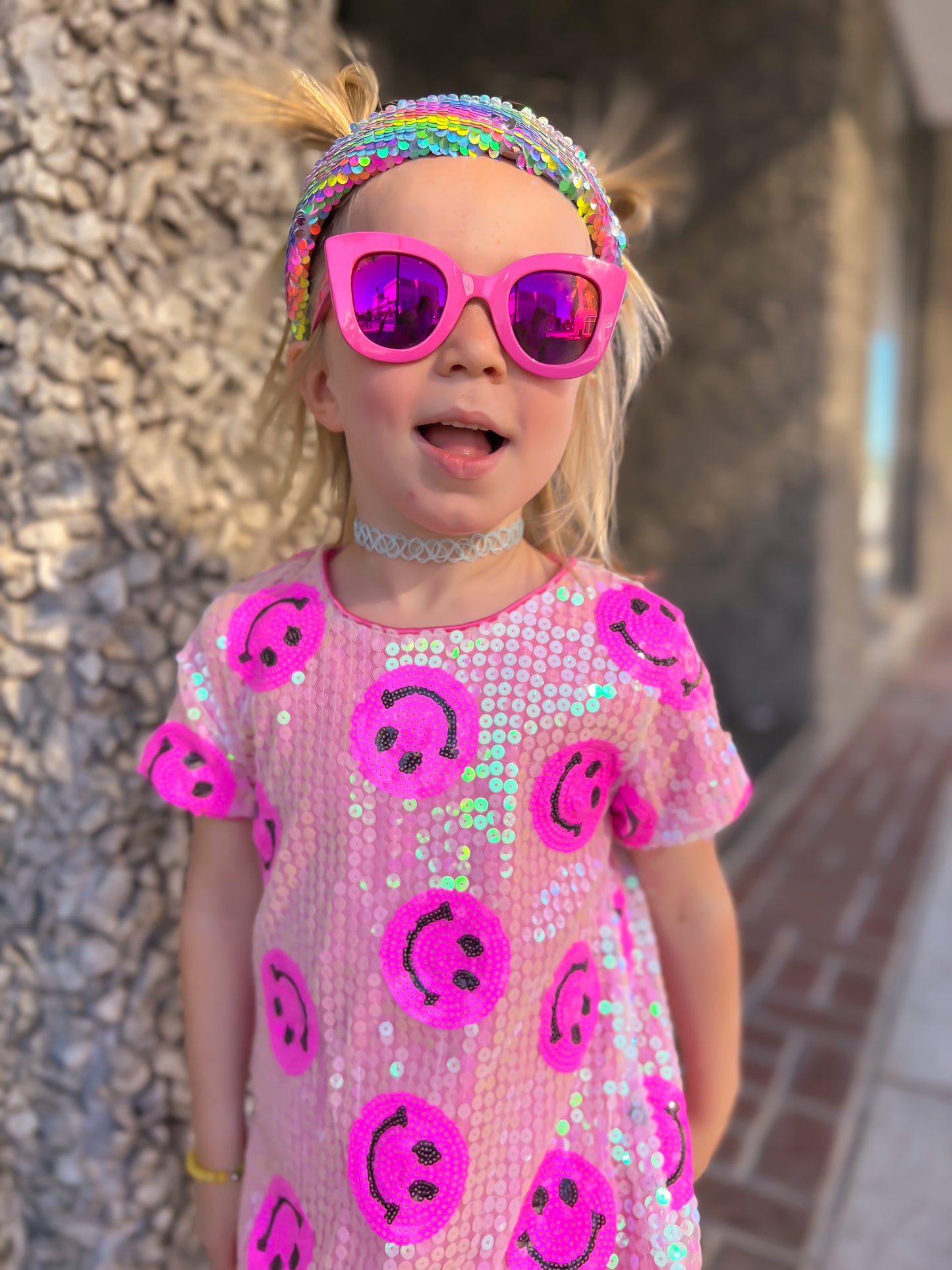 Three Wildflower Designs Rainbow Sequins Headband