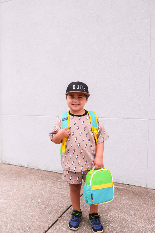 Flat Brim Trucker Hat - Dude - Black/Faux Leather
