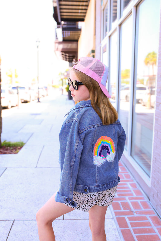 Flip Sequins Rainbow Denim Jacket