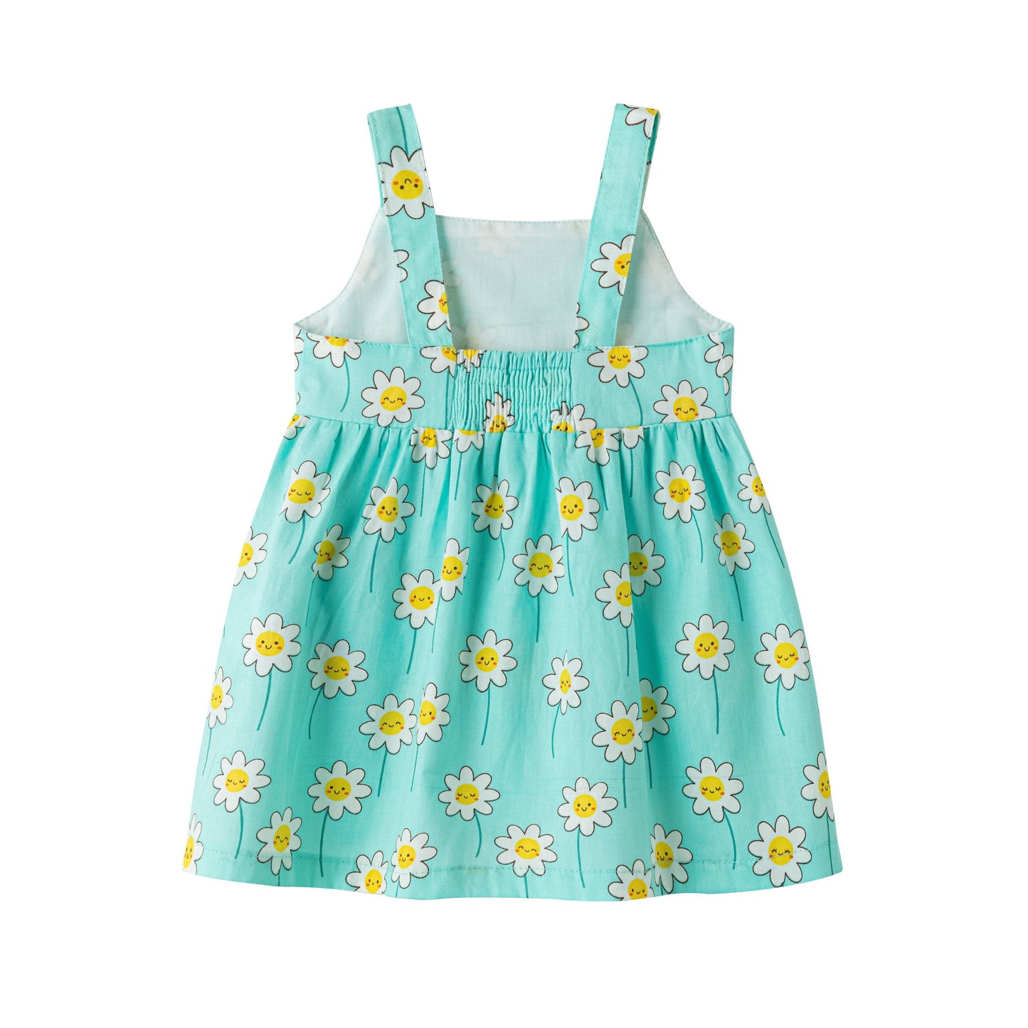 Strappy baby dress with smiling daises
