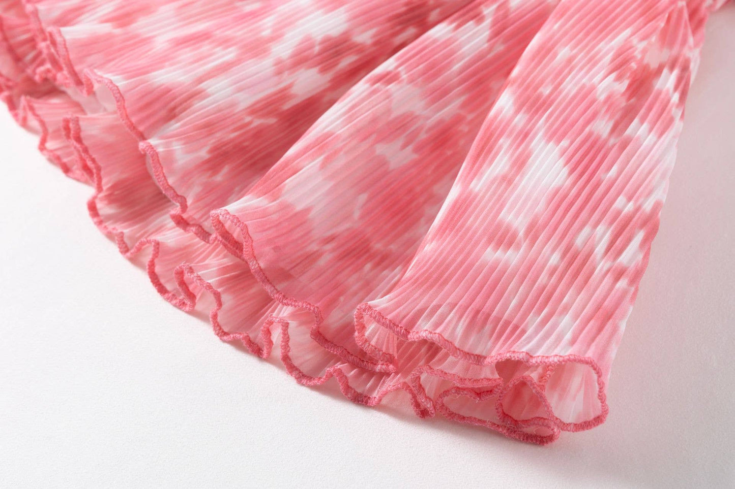 Pink Floral Tie Dye Floral Ruffle Skirt