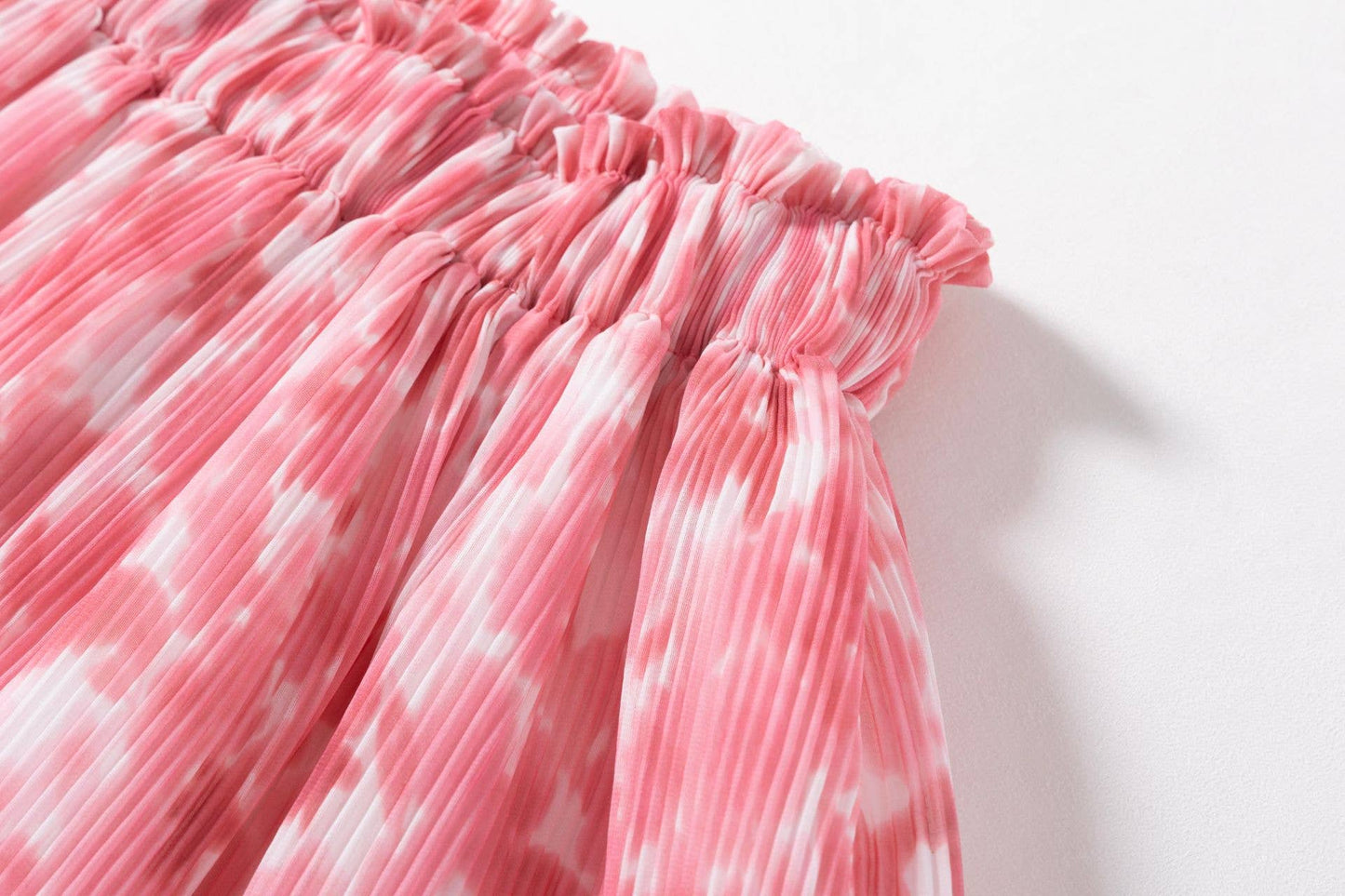 Pink Floral Tie Dye Floral Ruffle Skirt