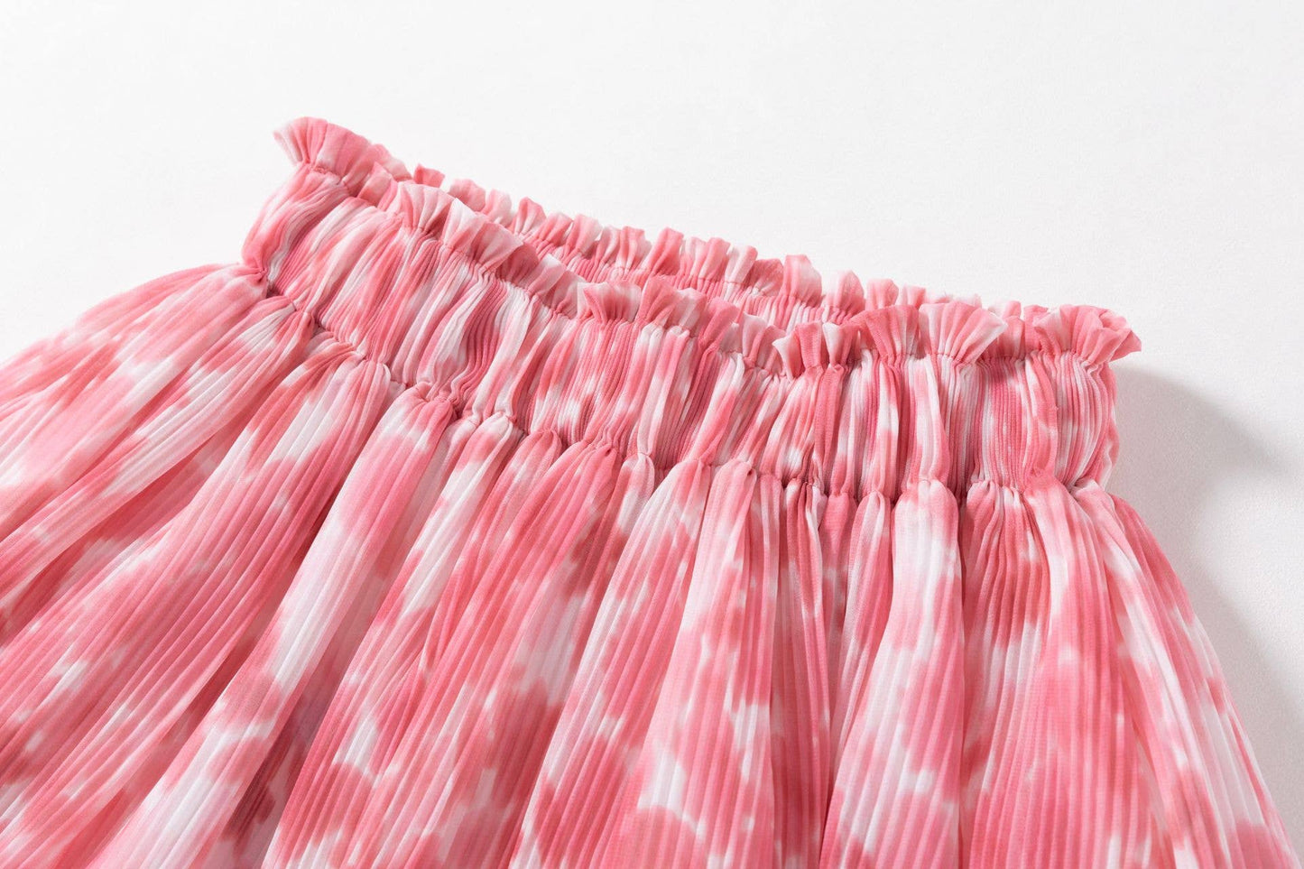 Pink Floral Tie Dye Floral Ruffle Skirt