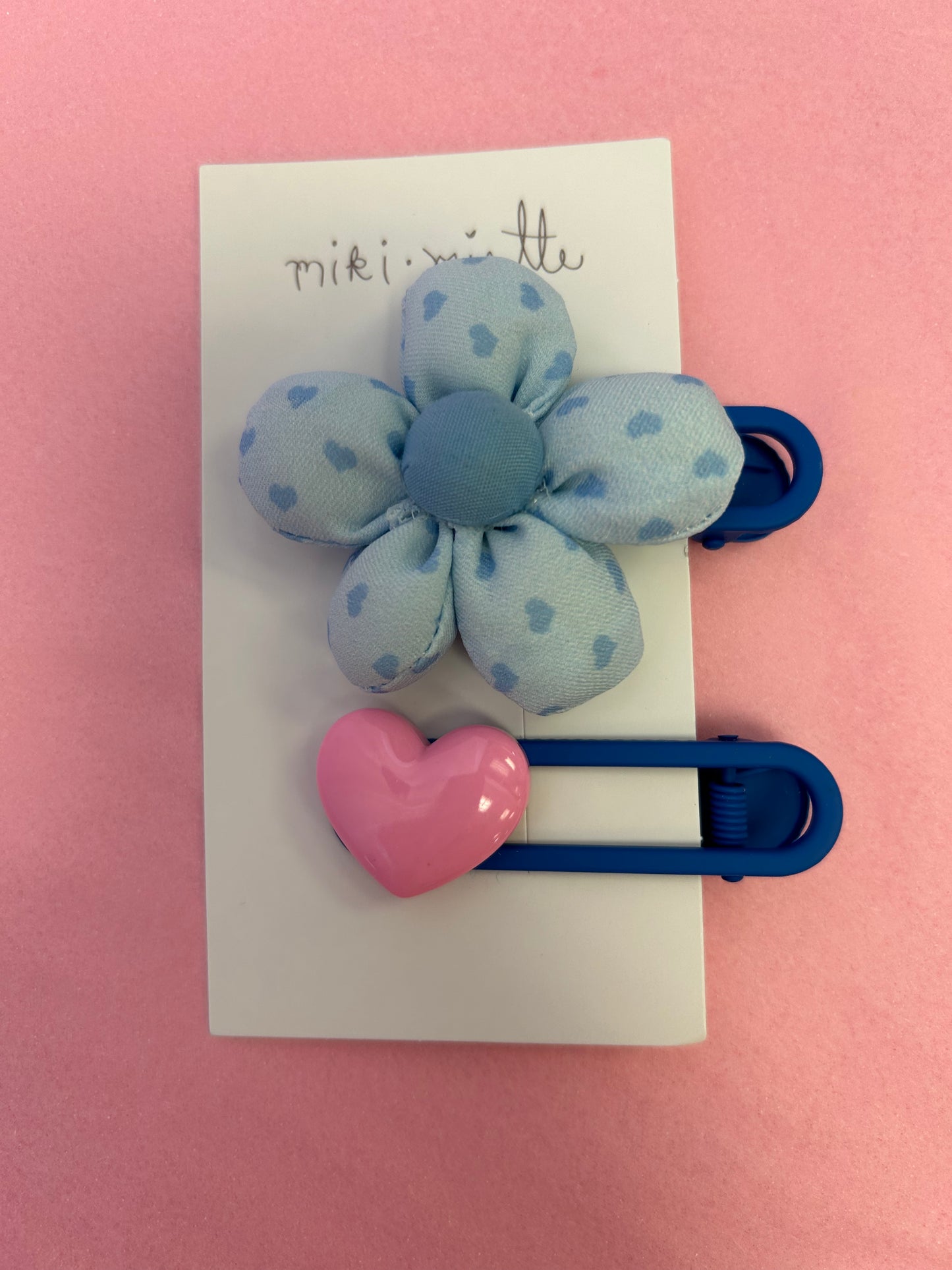 Fabric flower hair clip set blue 