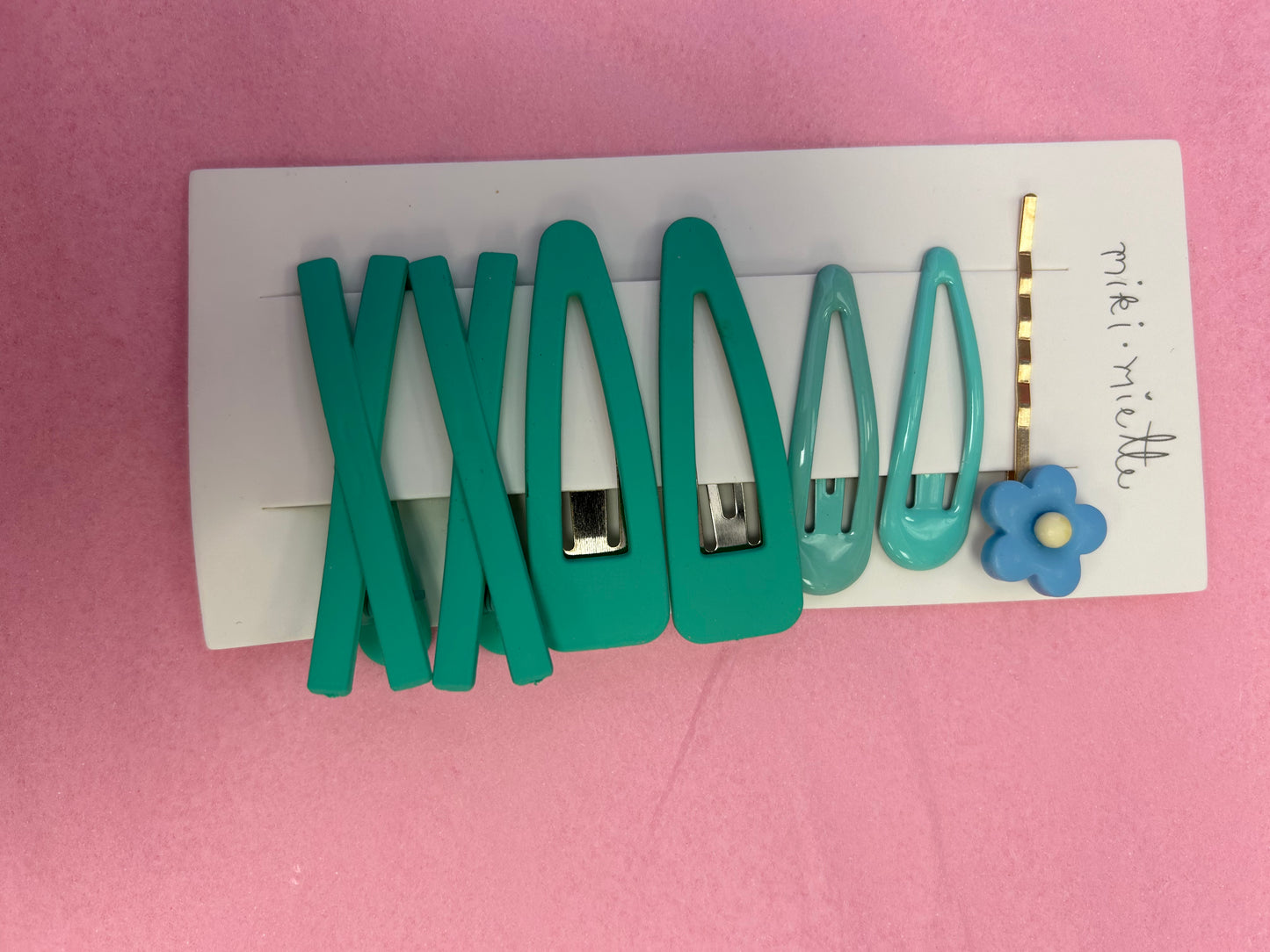 Solid Barrette Set Aqua