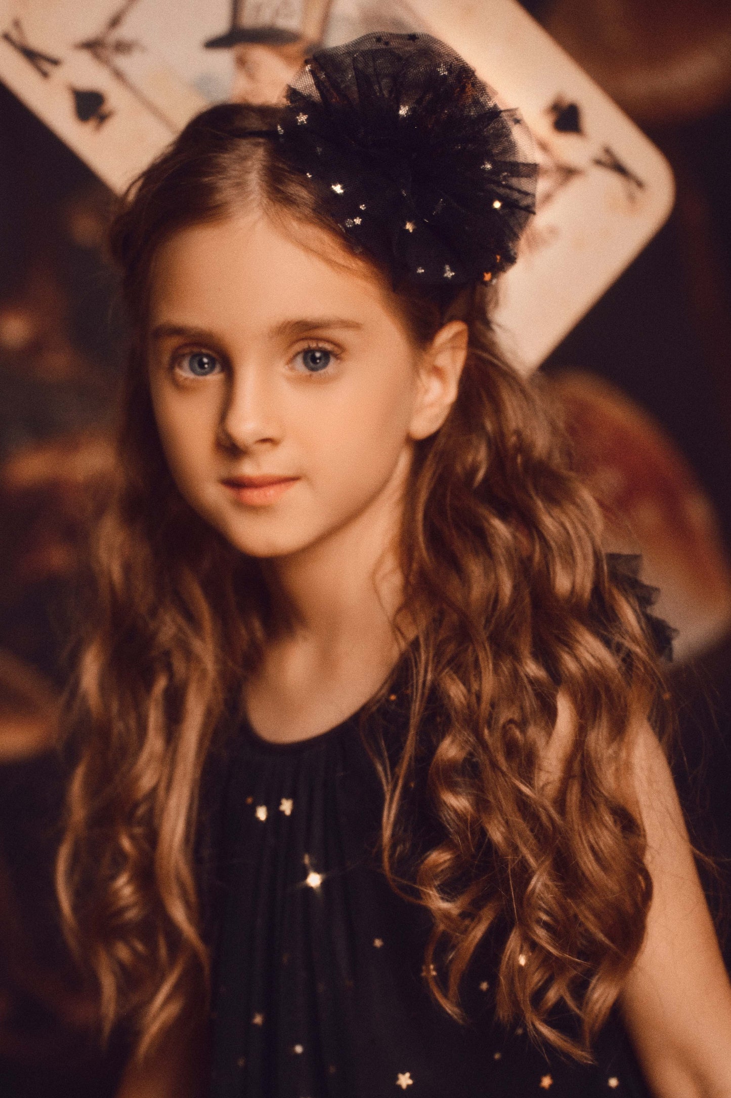 Charming Star Mesh Headband in Black & Gold
