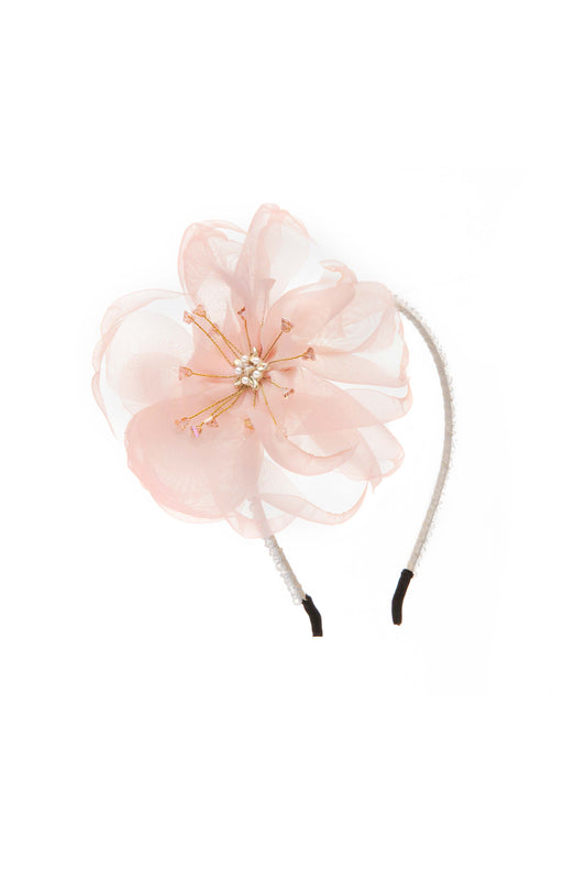 Shimmer Floral Headband in Peach