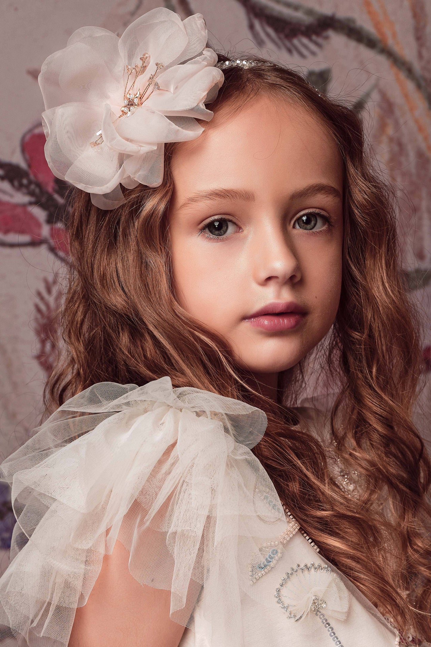Shimmer Floral Headband in Peach