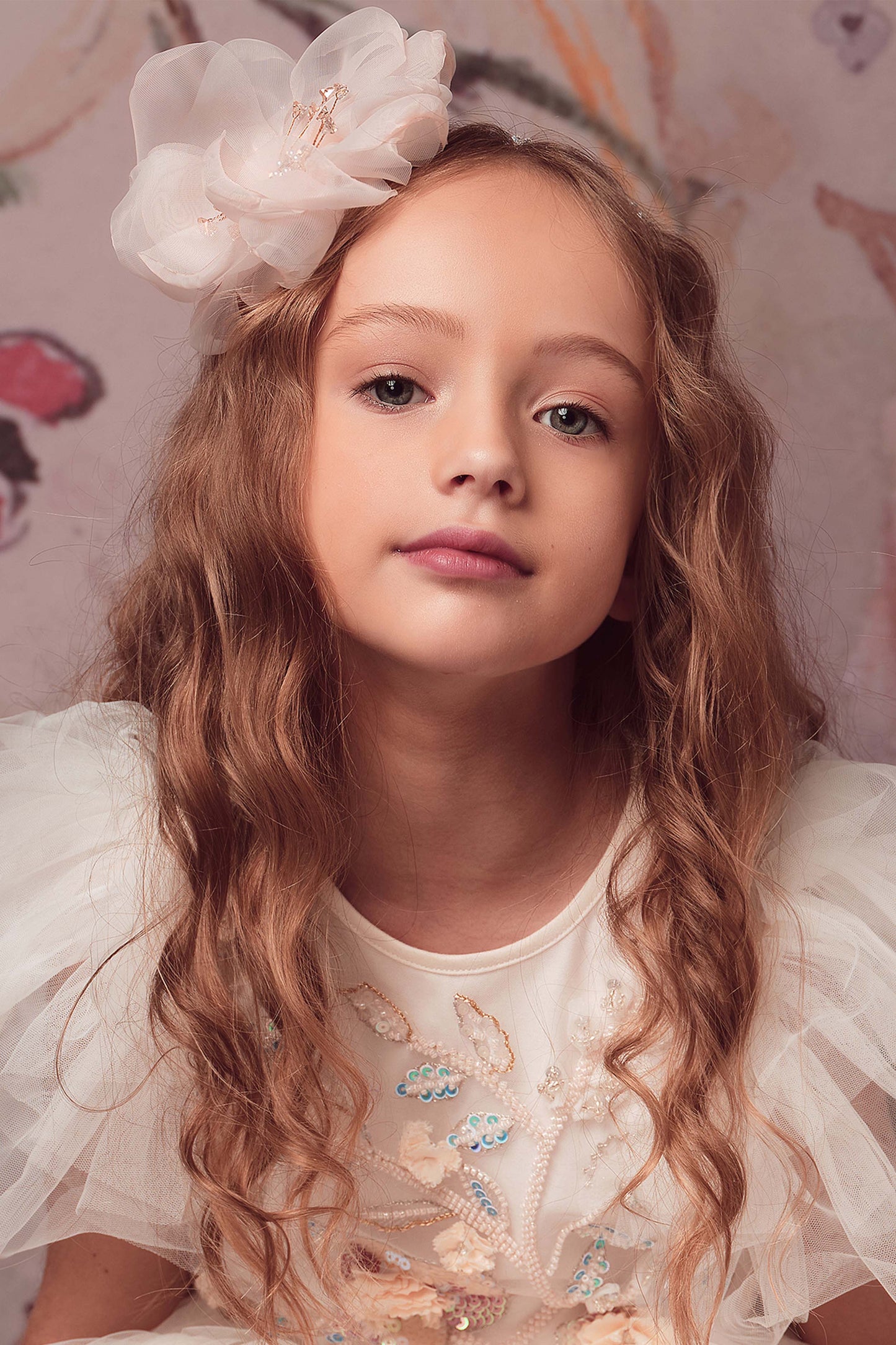 Shimmer Floral Headband in Peach