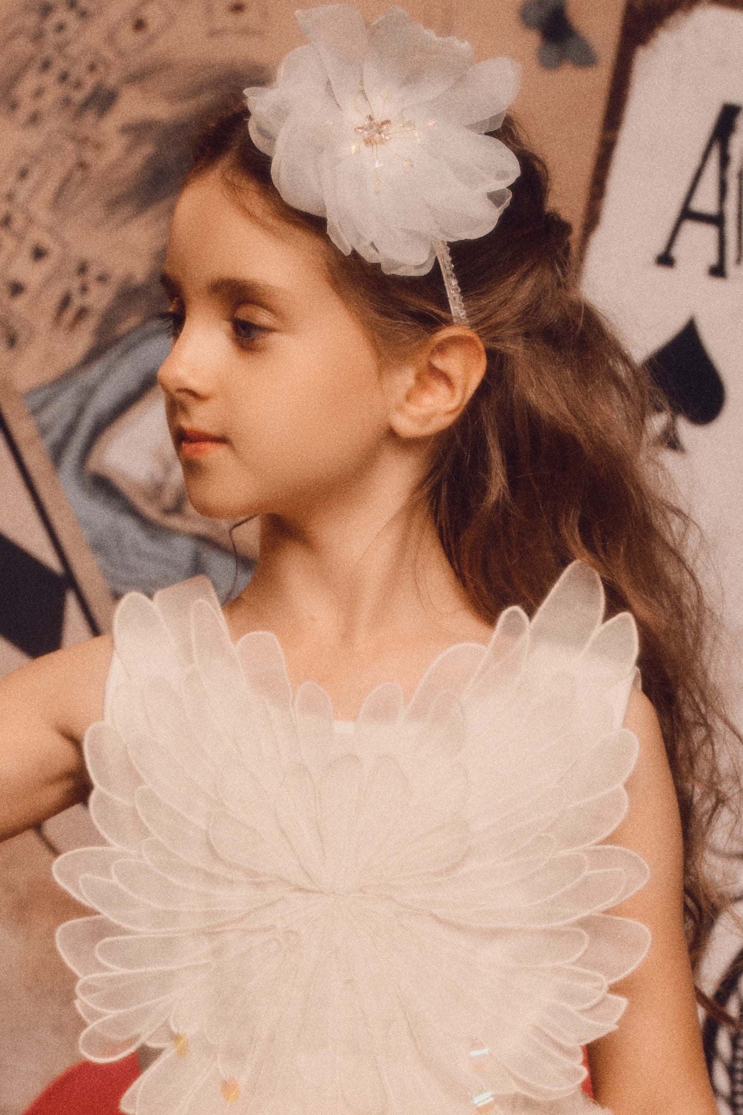 Shimmer Floral Headband in White