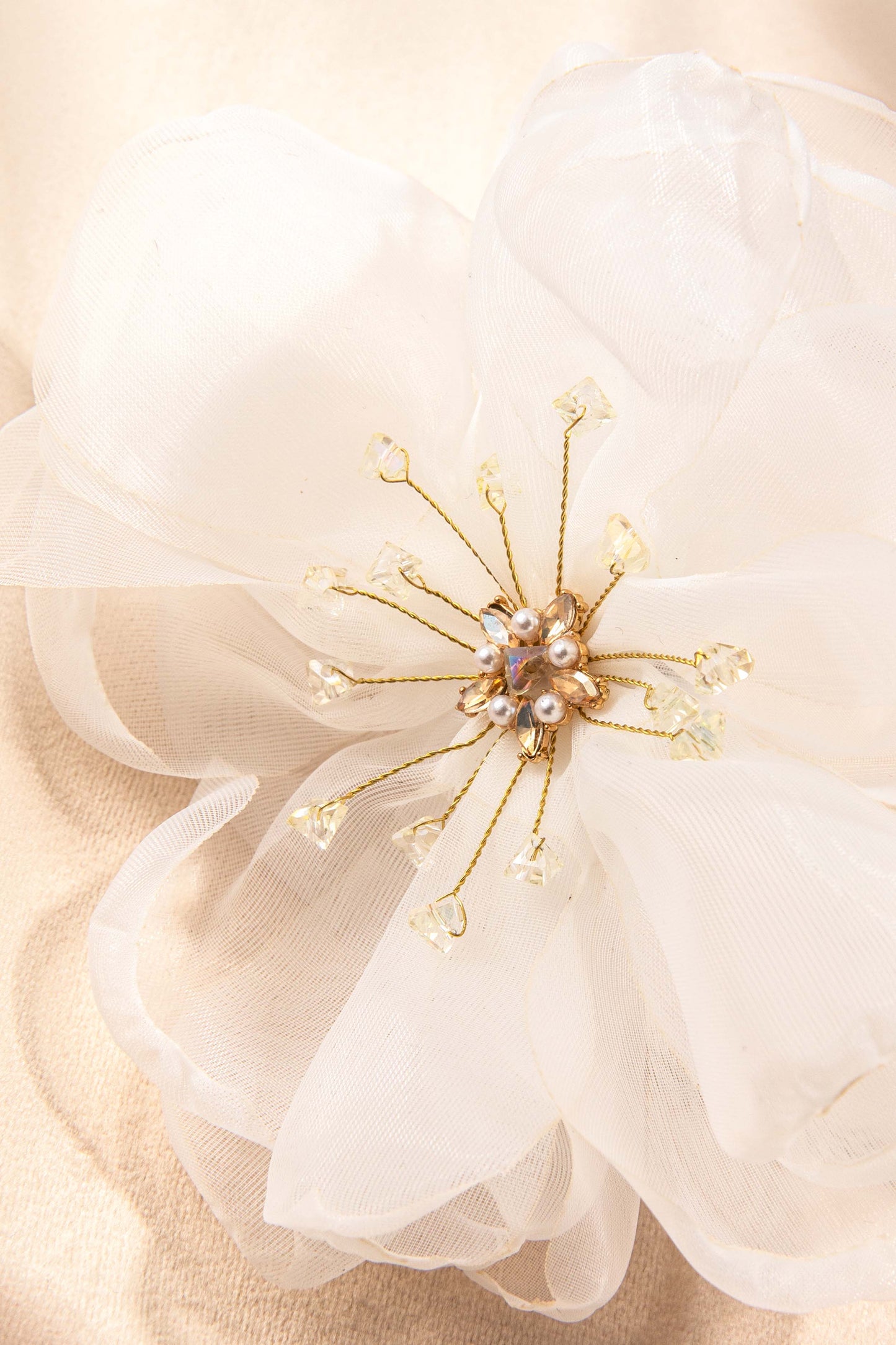 Shimmer Floral Headband in White