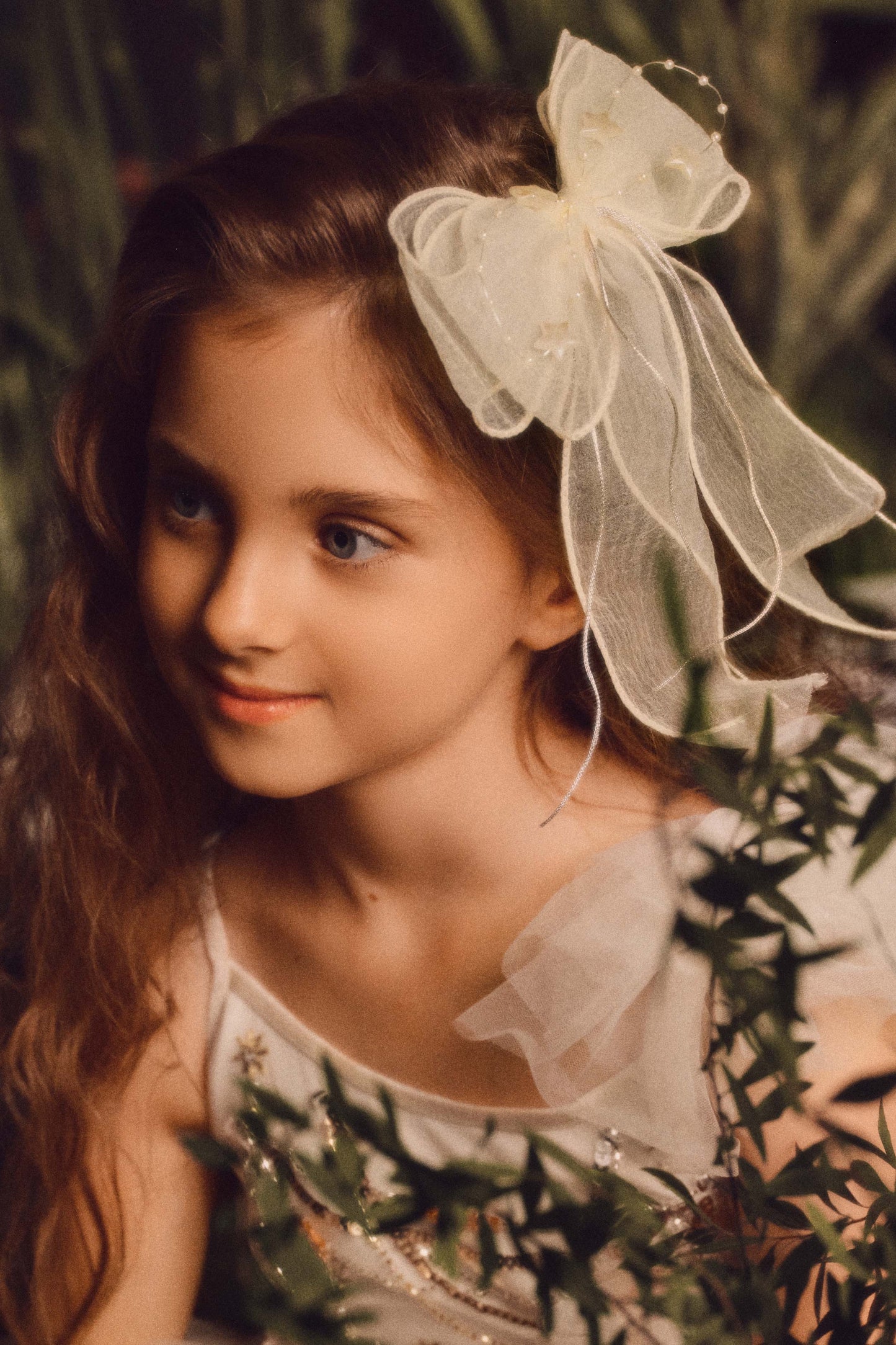 Ribbon Tulle Bow in Ivory