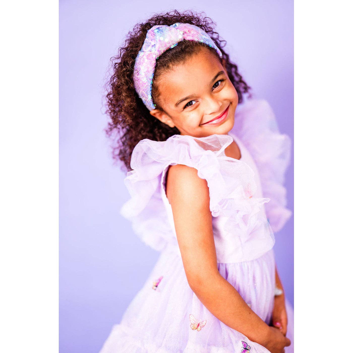 Girls Butterfly Lilac Iridescent Tulle Dress | Birthday