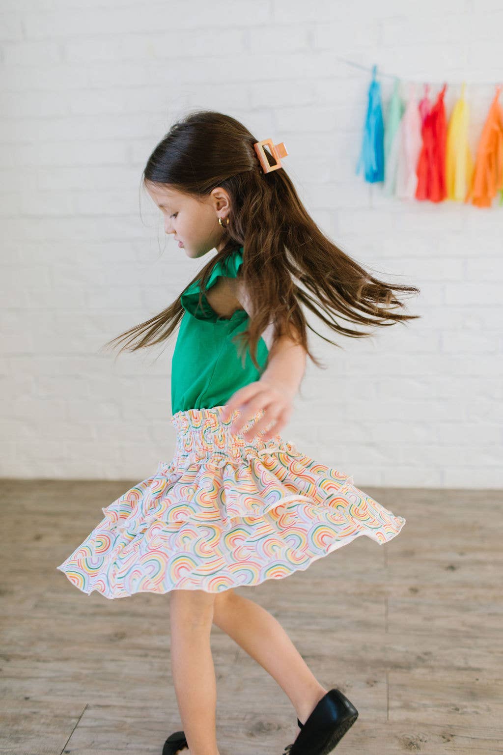 Ruffle Skort in Primary Rainbow