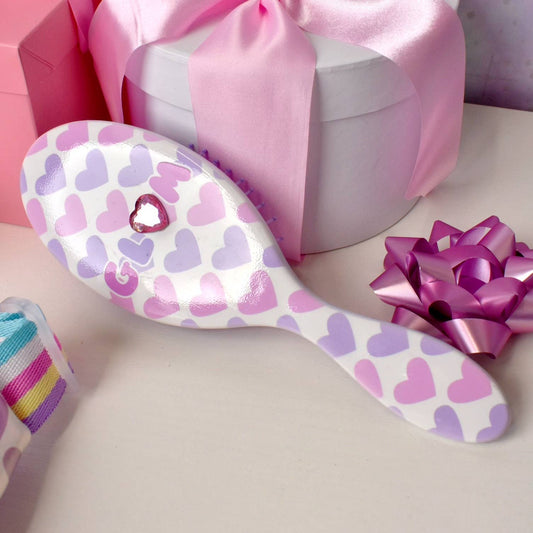 Glam Heart Print Round Hair Brush