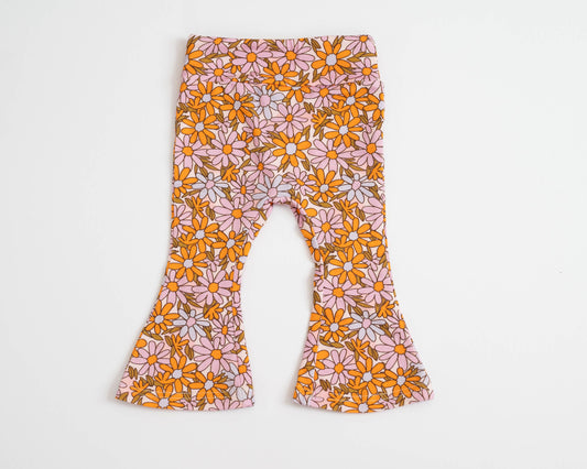 Spring Purple and Golden Daisy Bell Bottoms for Girls