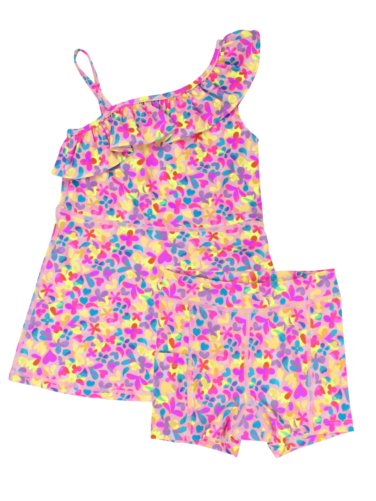 Girls Vibrant Neon Active Tennis Dress & Bike Short Set