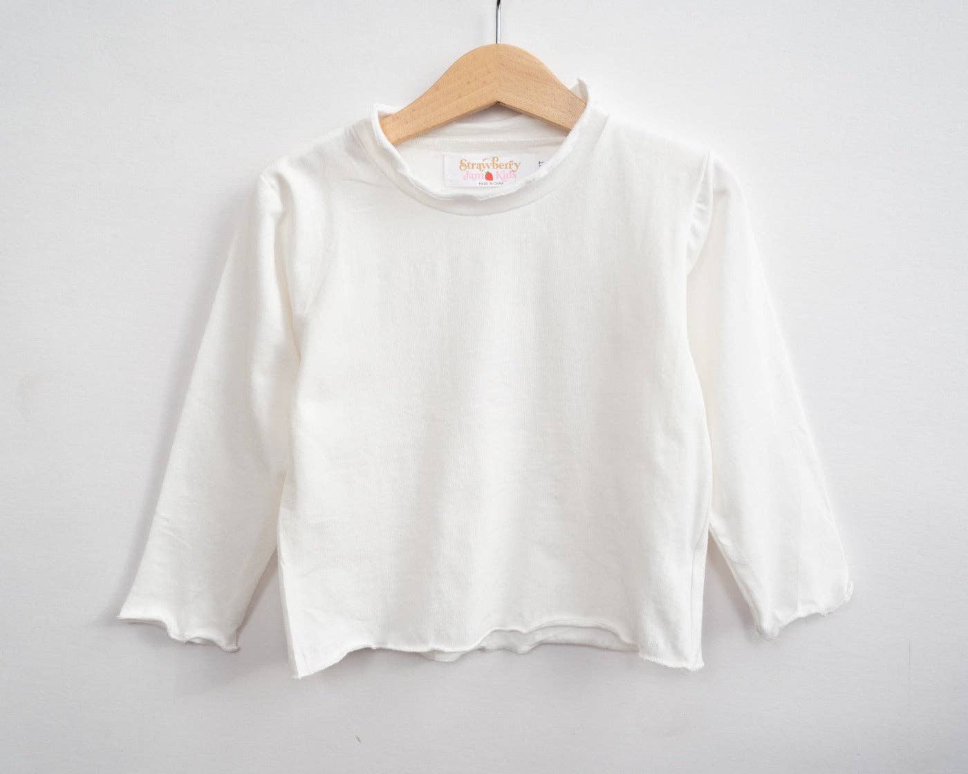 Lettuce Hem Girls Long Sleeve Solid Shirt