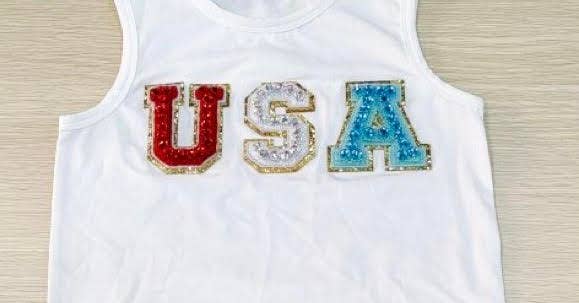 Girls USA Patched Tank & Ruffle Sequins Skirt Set