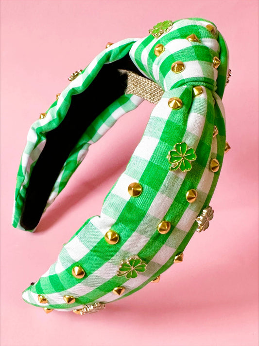 Clover Charm Headband with Enamel Embellishments
