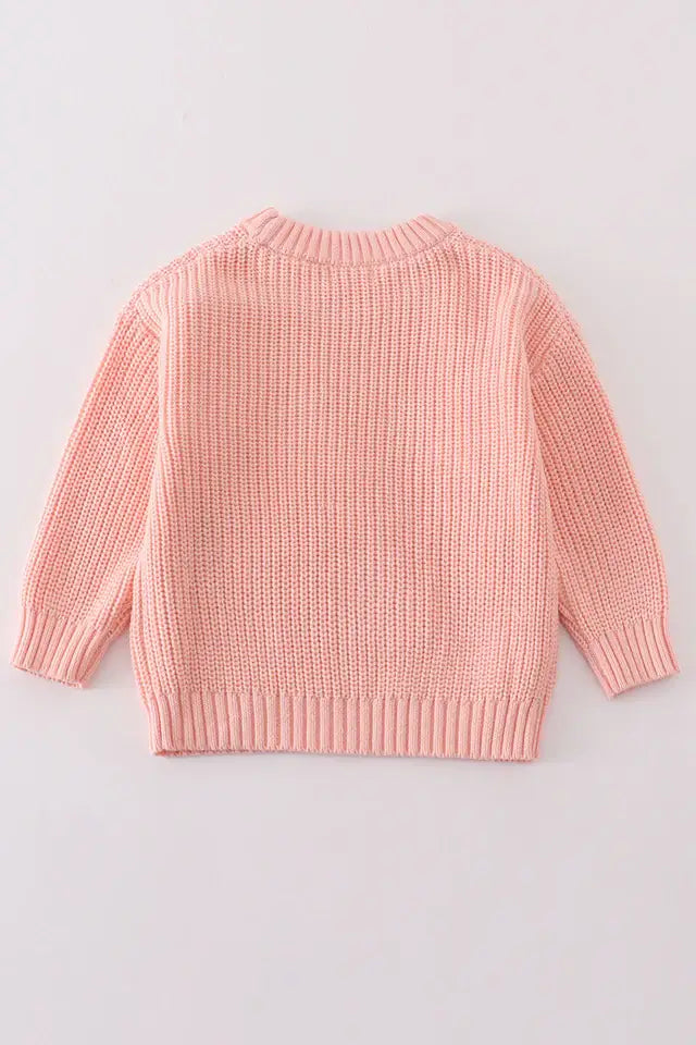 Pink floral hand-embroidery jumper sweater