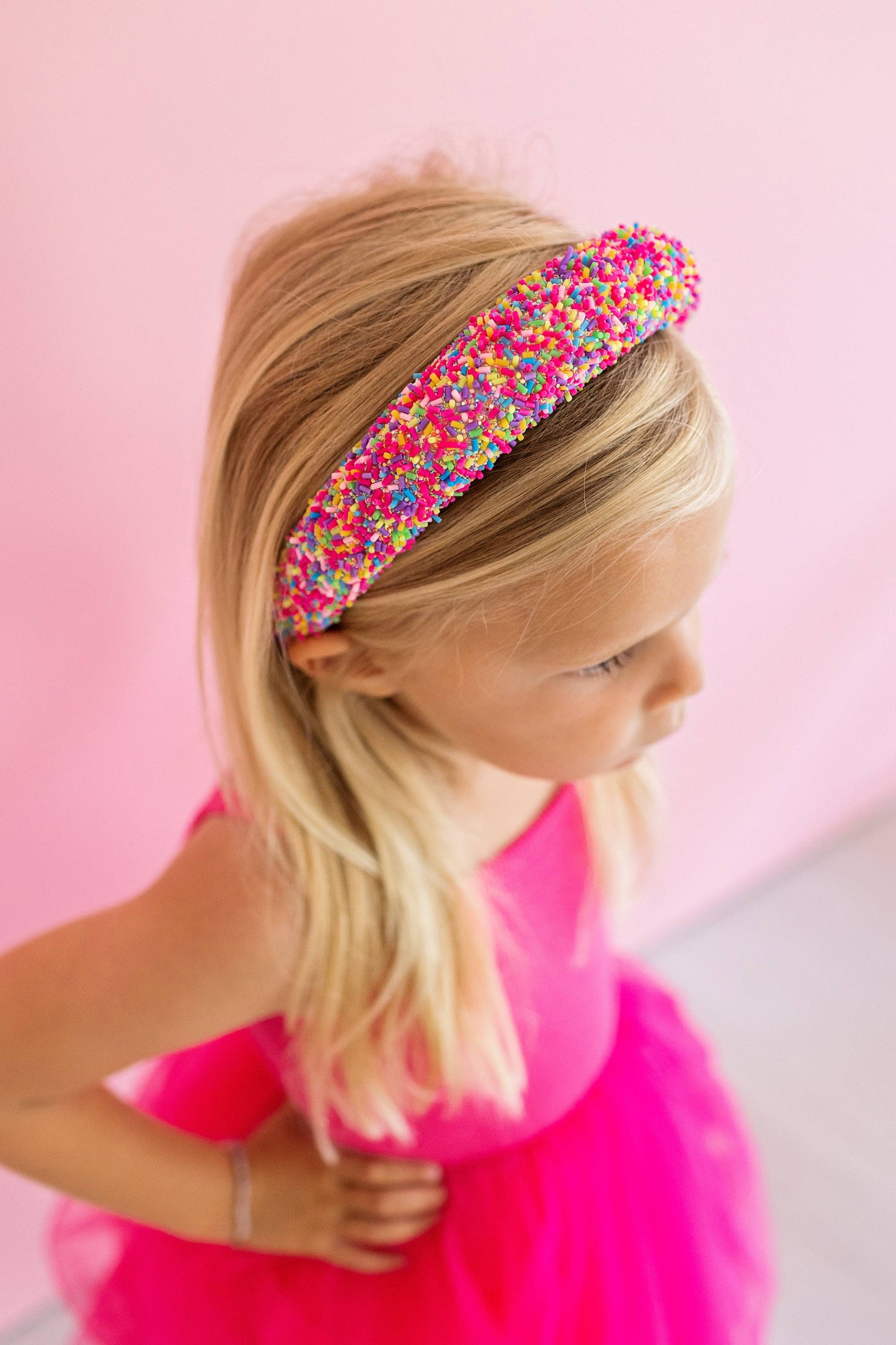Beaded Headband - Pink Sprinkles (KIDS & WOMEN)