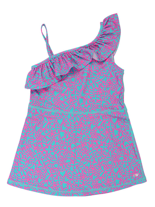 Girls Neon Glow Active Tennis Dress & Bike Short Set