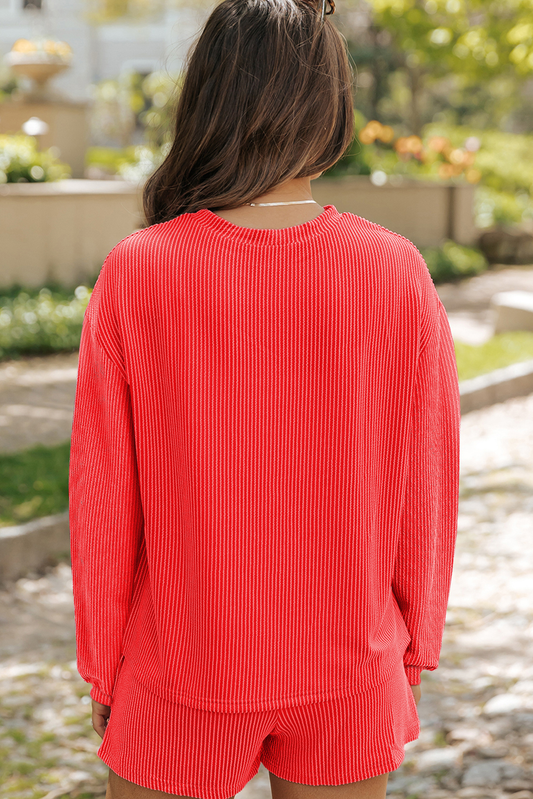 LDC Heart Shape Graphic Corded Pullover and Shorts Outfit