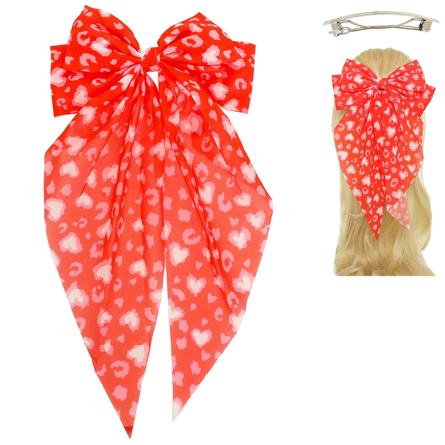 Valentines Day Theme Bow Barrette Hair Clip