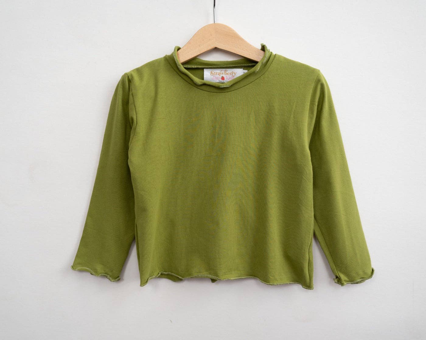 Lettuce Hem Girls Long Sleeve Solid Shirt