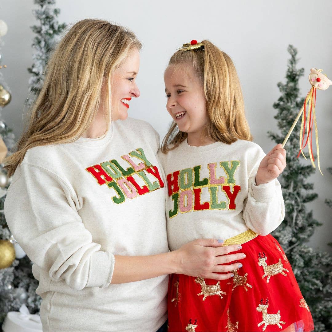 Holly Jolly Patch Christmas Adult Sweatshirt - Holiday