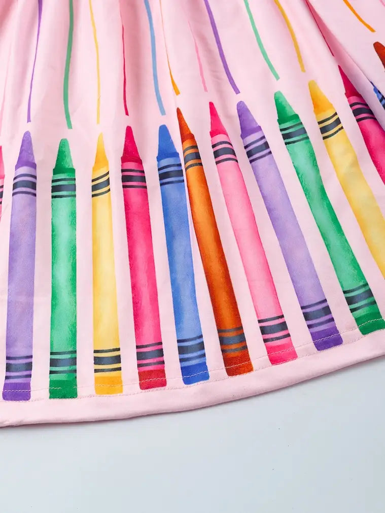 Back to School dress Colorful Crayon Stripe twirl Dress