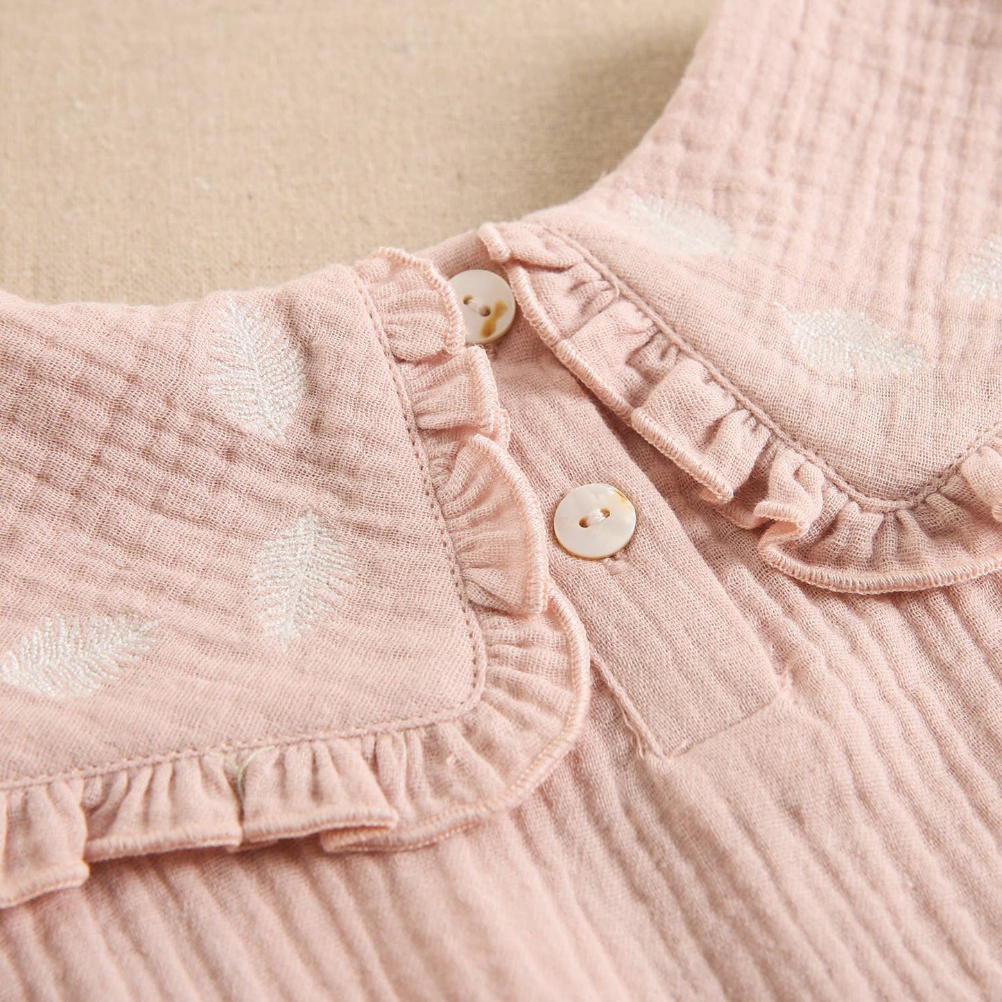 Girl's Bambula Fabric Blouse with Embroidered Details