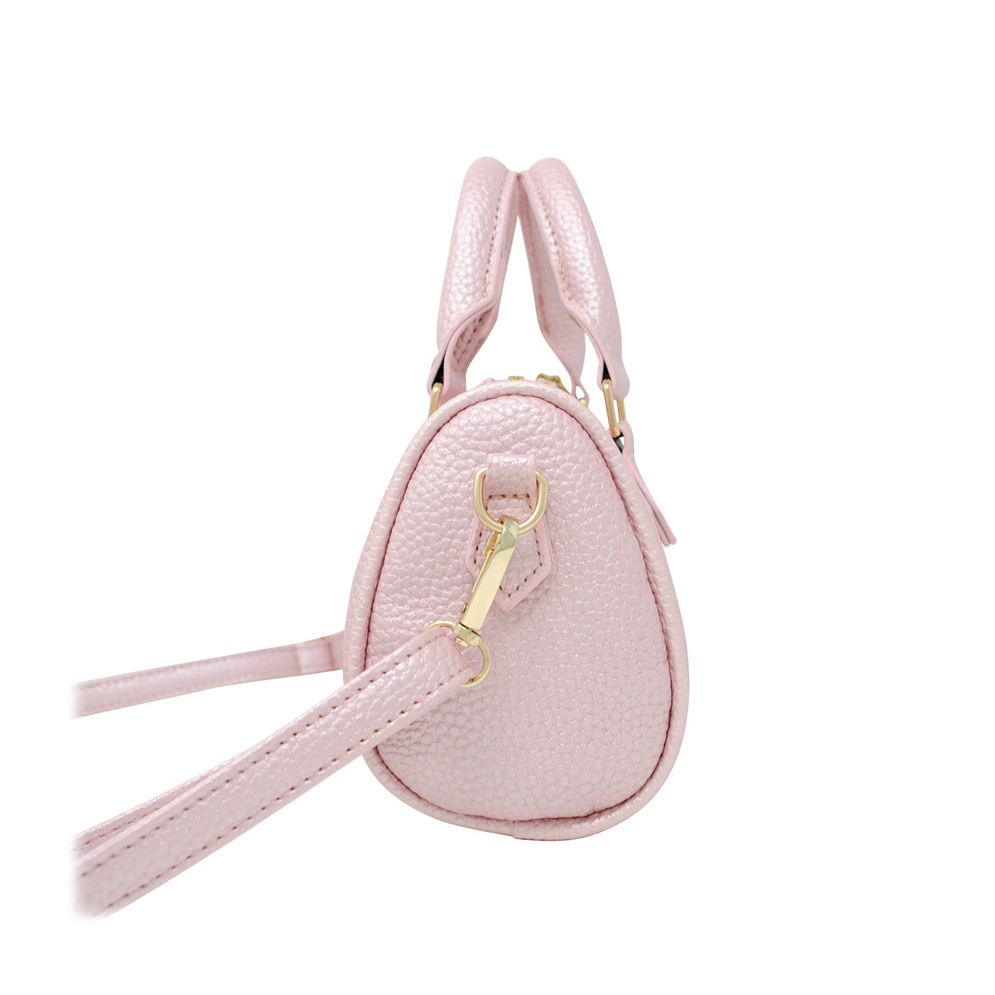 Leather Striped Duffle Handbag