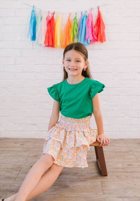 Ruffle Skort in Primary Rainbow