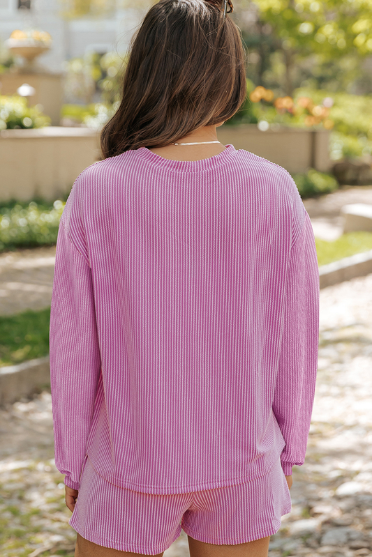 Easter Egg Patched Graphic Long Sleeve Top Shorts Set