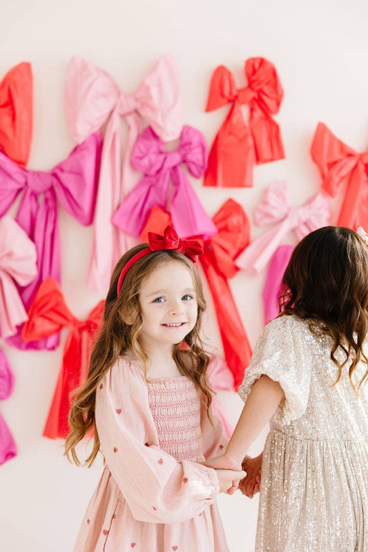 Red Glitter Velvet Bow Headband